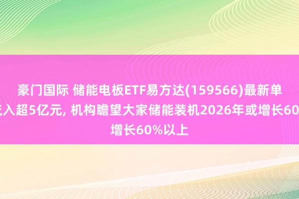豪门国际 储能电板ETF易方达(159566)最新单日净流入超5亿元， 机构瞻望大家储能装机2026年或增长60%以上