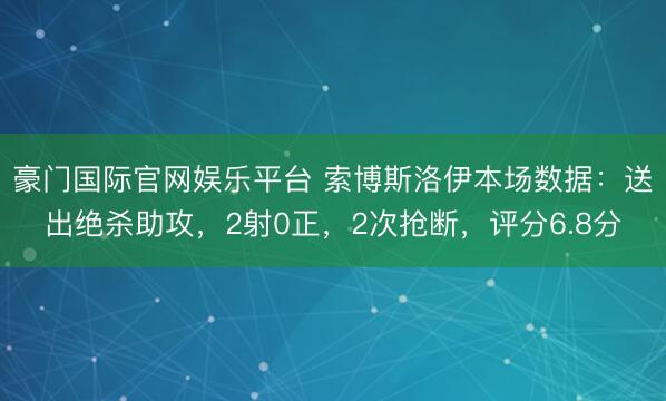 豪门国际官网娱乐平台 索博斯洛伊本场数据：送出绝杀助攻，2射0正，2次抢断，评分6.8分